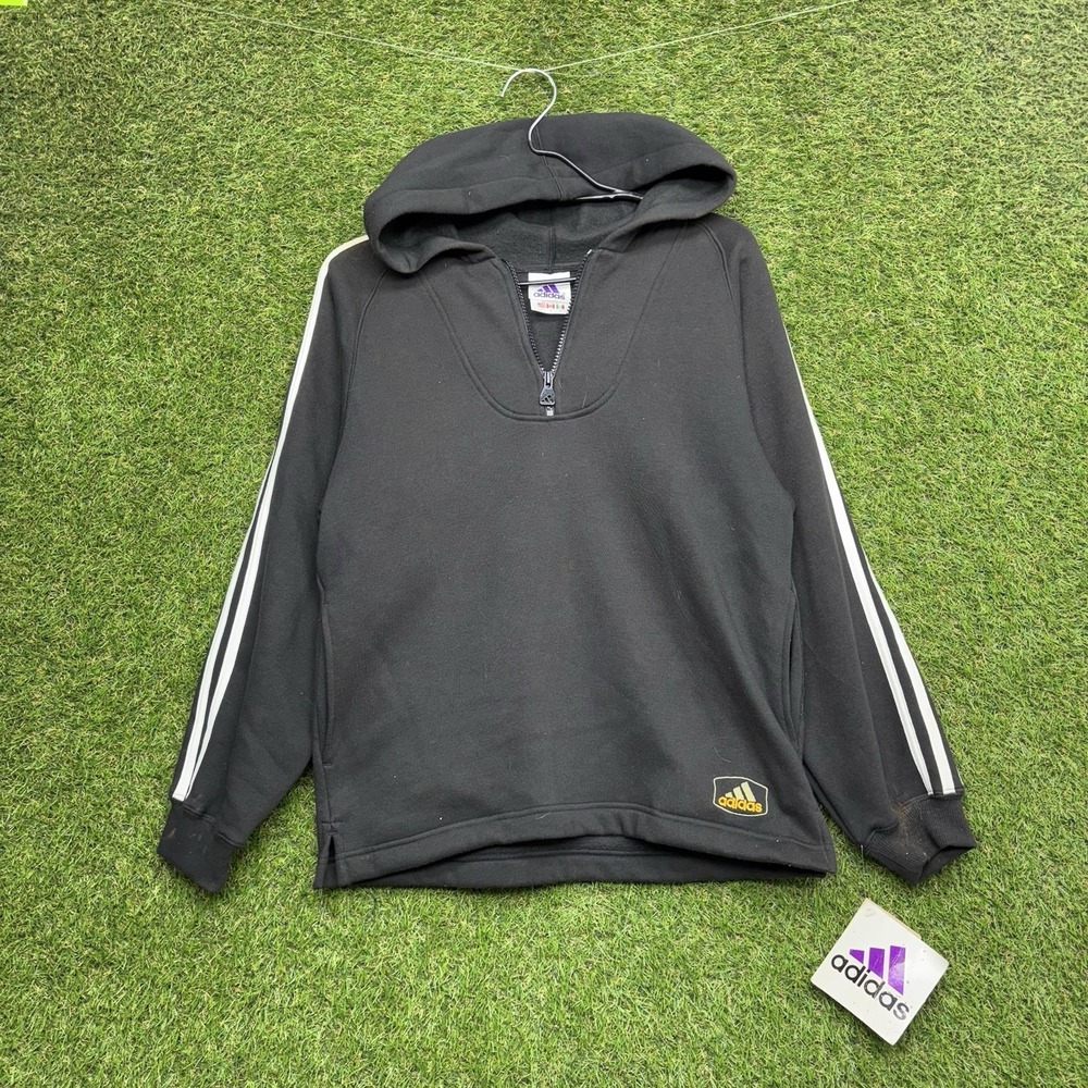 Vintage Y2K Adidas Hoodie Youth Large Embroidered Fleece 1/4 Zip Pullover NWT